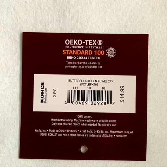 HAND CRAFTED Crocheted Top Butterflies Hanging Kitchen or Bathroom Hand Towels - Picture 8 of 9